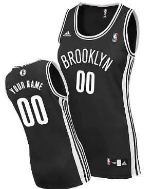 Women%27s Customized Brooklyn Nets Black Jersey